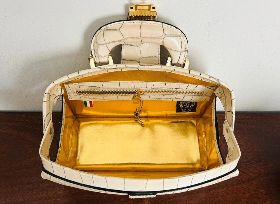 Bolso Pratesi Firenze Dama Brunelleschi King Cocodrilo Repujado en Cuero de Vaca K120N Foto 4 de 4