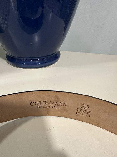 Cole Haan Chocolate Brown 100% Leather Suede Nubuck Brass Belt Sz 28 S/XS - Picture 5 of 12