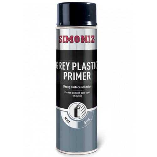 Simoniz Grey Plastic Primer Car Paint Spray Smooth Anti Rust Aerosol