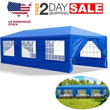 Carpa 10x30 Azul Para Fiestas De Exterior Patio Playa Con 8 Paredes Impermeable