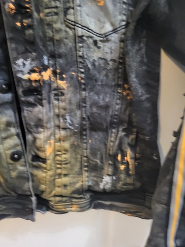 Jordan Craig Legacy Edition Black Denim Jacket Large - Paint Splatter Style - Picture 7 of 14