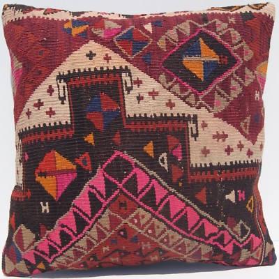 20''x20'' VINTAGE KELIM RUG PILLOW COVER KILIM KURDISH WOOL SQUARE KILIM AREA RUGS