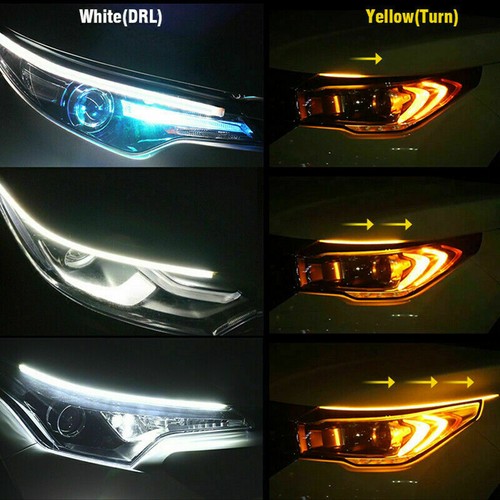 18" White LED DRL/Amber LED Sequential Flash Strip Lights For Headlight Retrofit - Picture 11 of 12