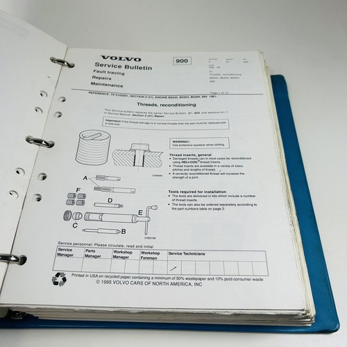 Volvo 900 Series 1991-1998 OEM Factory Service Bulletin With Original Binder - Zdjęcie 5 z 8
