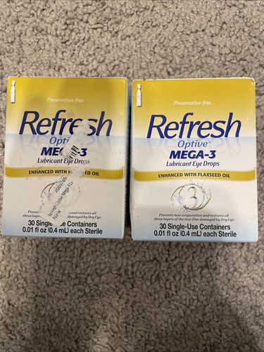 2 Boxes Refresh Optive Mega-3 Flaxseed Oil Lubricant Eye Drops 30 Vials 2025 300235773305 | eBay