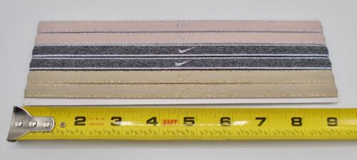Nike Headbands 6 Pack Adult Assorted 6PK Metallic Heathered Pink/Black/Rattan - Picture 4 of 4