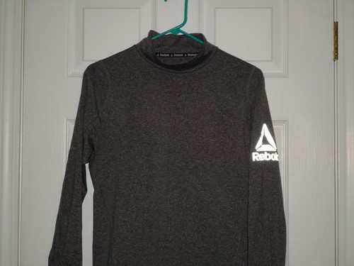 Reebok Men's Cold Gear Gray Mock Fitted Long Sleeve Shirt Size Small - Picture 2 of 3