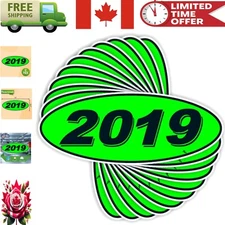 Versa Tags 2019 Vinyl Oval Stickers for Car Dealers - 12 Bright Green & Black