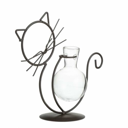 TJ Global Cat Glass Planter Vase Holder, Plant Terrarium, Propagation... - Picture 3 of 6