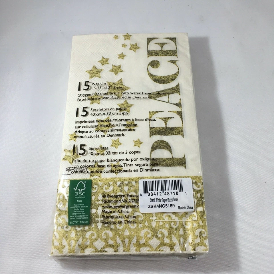 Cypress Home Starlit Winter Peace Guest Towels Buffet Napkins 15 Count - Image 2 of 3