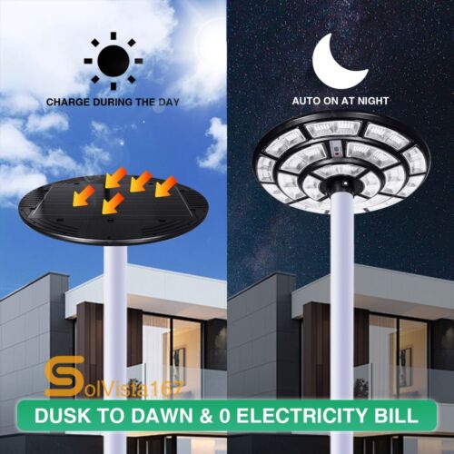 High Powered Solar Street Light Outdoor Dusk to Dawn Road Flood Lamp Parking Lot - Picture 31 of 150