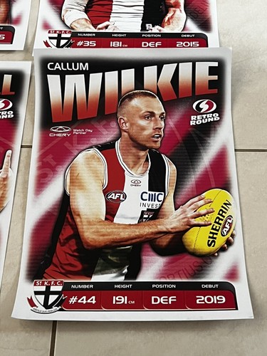 4x ST KILDA RETRO ROUND POSTER 2024 Player Cards Wilkie Steele Marshall Sinclair - Picture 10 of 14