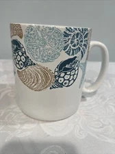 222 Fifth Batik Blue Shells, Starfish Jumbo Mug 24 oz. NEW