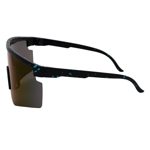 MONOLITH - X-Large Rimless Sports Shield Sunglasses Matte Black Blue Mirror - Picture 5 of 9