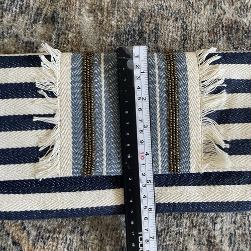 Roberta Roller Rabbit Fringe Denim Envelope Clutch Beaded Boho Striped Handbag - Picture 10 of 11