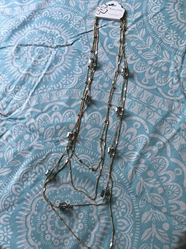 Fashion Jewerly New 4 Chain Gold layered necklace with crystal beads - Picture 9 of 10