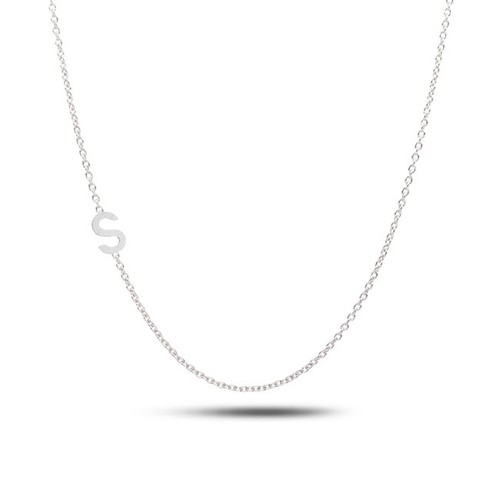 Collar inicial lateral oro 14K/oro 14K collares personalizados - Imagen 2 de 6