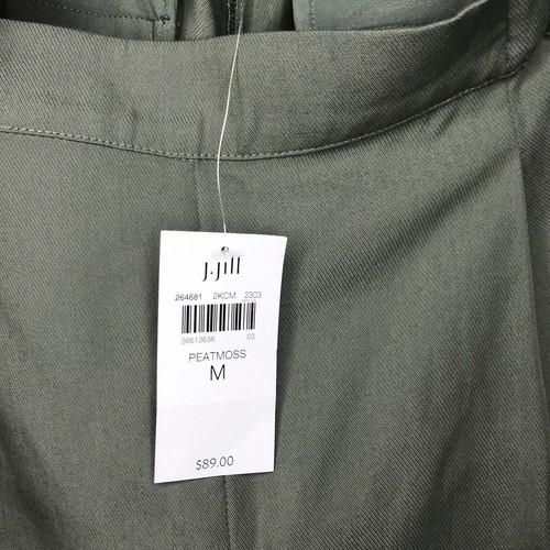 J Jill Wide Leg Cropped Pants Women's M Green Tencel Pull On Pleated Pockets - Picture 8 of 10
