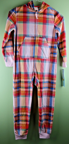 Cat & Jack Sleepwear Union Suit Girls Pink Printed Flame Resistant Hooded Size 8