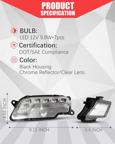 LED DRL Fog Lights for 2010-2011 Mercedes Benz E250 E350 E550 Driving Lamps L&R - Picture 5 of 12