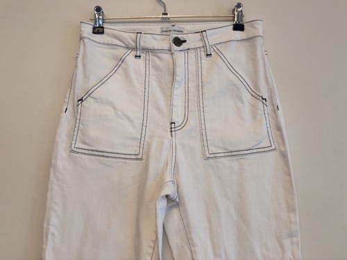 Scanlan Theodore Ladies Jeans Size 27 White Contrast Stitch Pockets Tapered Leg - Picture 4 of 14