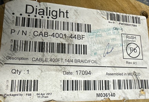 400ft Dialight braided foil cable, 14 gauge, 4-wire (CAB-4001-44BF) - Picture 3 of 4