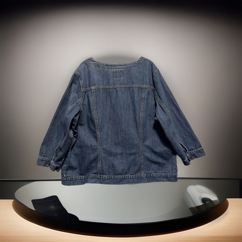 Old Navy Jean Denim Jacket Women 3X Blue Button Front 3/4 SL Cottagecore Grunge - Picture 14 of 18