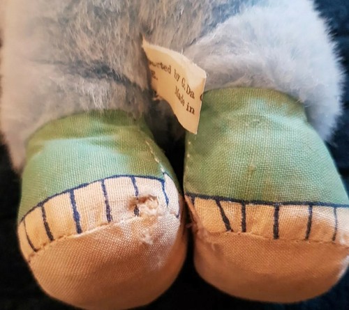 Vintage G Da Costa Hanging Pram Bunny Rabbit Soft Toy Blue Trainers needs TLC - Picture 5 of 8