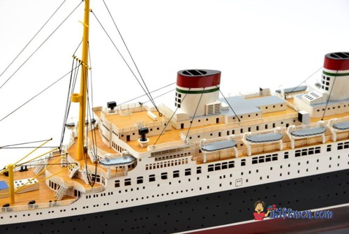 SS REX OCEAN LINER SHIP 34" FULLY BUILT SHIP MODEL W/STAND - Picture 12 of 12