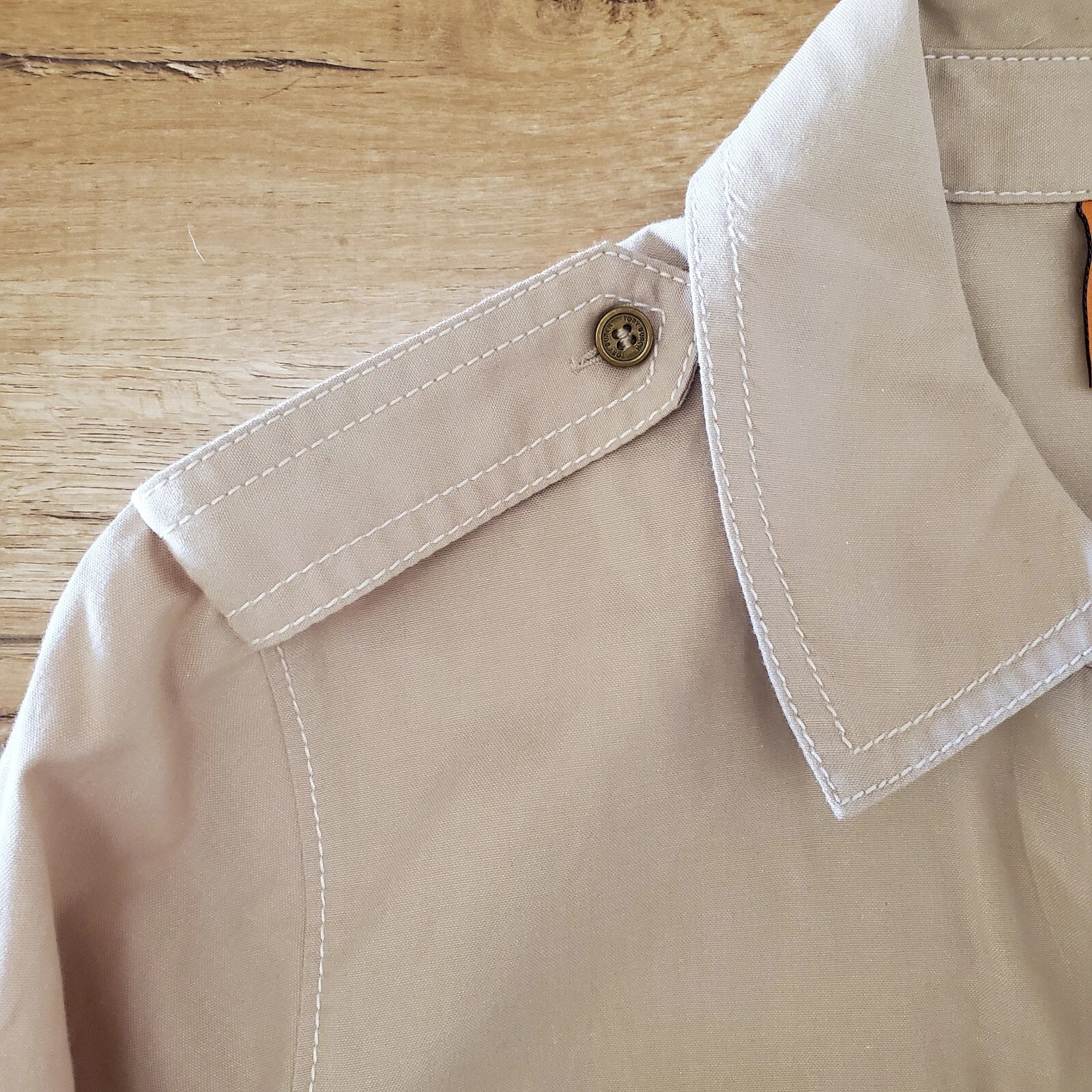 Camicia TORY BURCH cachi 100% cotone abito safari militare taglia 10