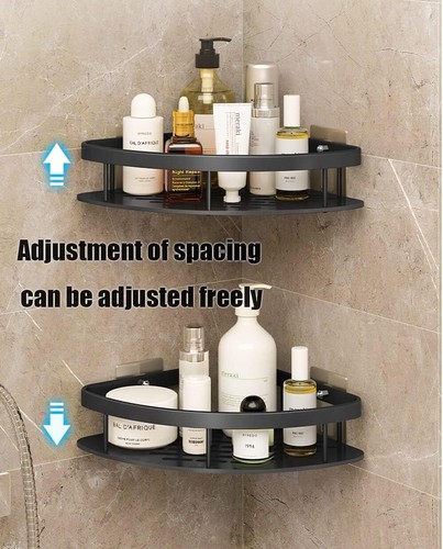 2 Tier No Drilling Bathroom Wall Corner Shelf Rack Shower Caddy Storage Organize - Picture 17 of 24
