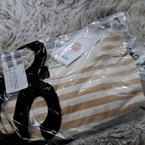 Monkl Maja Organic Cotton Blend Stripe LS Top Beige White XXS (oversized) BNWT - Picture 11 of 12