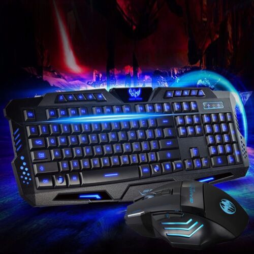 Gaming Keyboard And Mouse LED Light Backlit Mechanical Feel For Computer Desktop - Picture 3 of 30