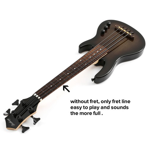 BatkingMiNi4string ukulele electric bass black Without Fret Only Fret Line W/Bag - Picture 3 of 11