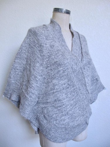Anthropologie Knitted & Knotted Celia Oversized Wrap Cardigan Sweater S Gray - Picture 4 of 13