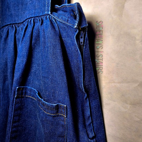OSHKOSH B'GOSH DENIM APRON DRESS Vintage Pinafore Pullover Midi Taschen 90er RAR - Bild 5 von 13