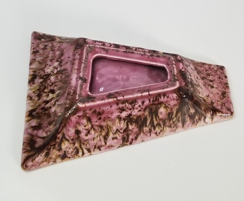 VINTAGE MCM Art Deco Ashtray Geometric Ceramic Brown Gold Pink Purple - Picture 8 of 10