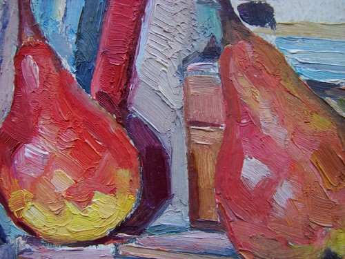 Ukrainian Soviet Oil Painting impressionism realism Still Life pears - Picture 2 of 2