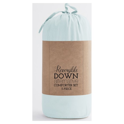 3-Piece Aqua & Gray Reversible Down Alternative Comforter Set Full/Queen Size - Picture 6 of 6