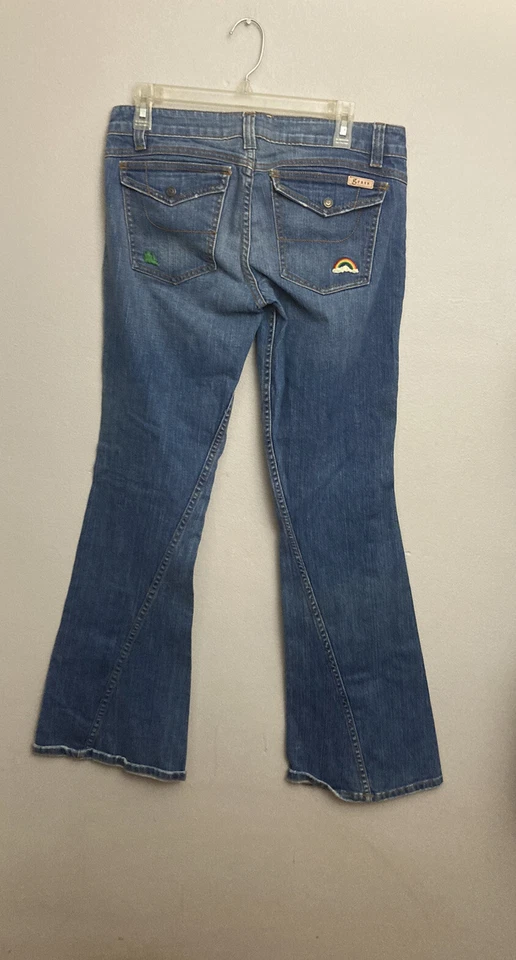 Pantalones de mezclilla para mujer Grass Los Angeles talla 12 31 tiro bajo Y2K festival boho bordados Foto 4 de 4