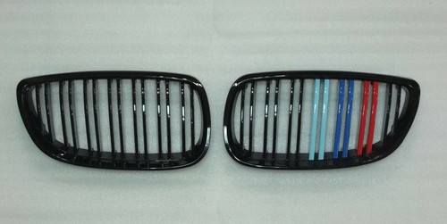 Front Grille Glossy Black M-Style ///M Color For '05-'10 BMW E92/E93 3 Series - Imagen 1 de 2