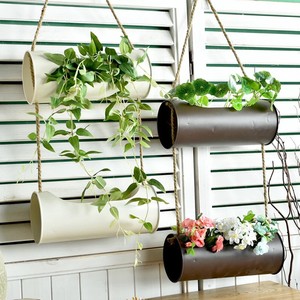 Metal Hanging Plant Pot Flower Basket Iron W Jute Hanger Handmade Image Is Loading Metal Hanging Plant Pot Flower Basket Iron W