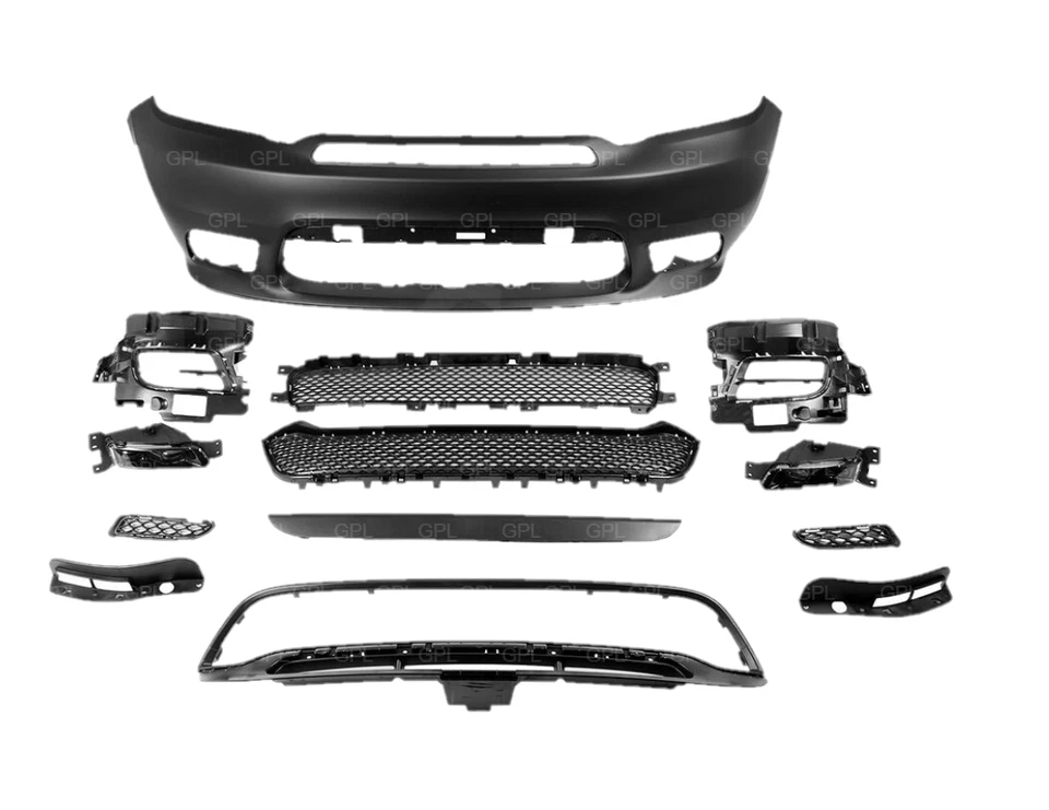 For Dodge Durango 2016-2020 SRT Style Front Bumper Cover Kit with LED Fog Lamps - Image 3 of 3