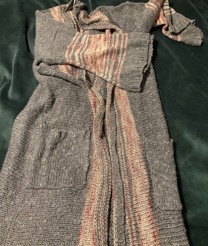 Easel Boho Open Duster Long Cardigan Gray/Pink Bell Sleeve M/L - Picture 11 of 11
