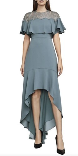 NEW BCBG MAXAZRIA BARBARA LACE RUFFLE DETAILED HIGH AND LOW DRESS SZ 2 $370 - Picture 6 of 9