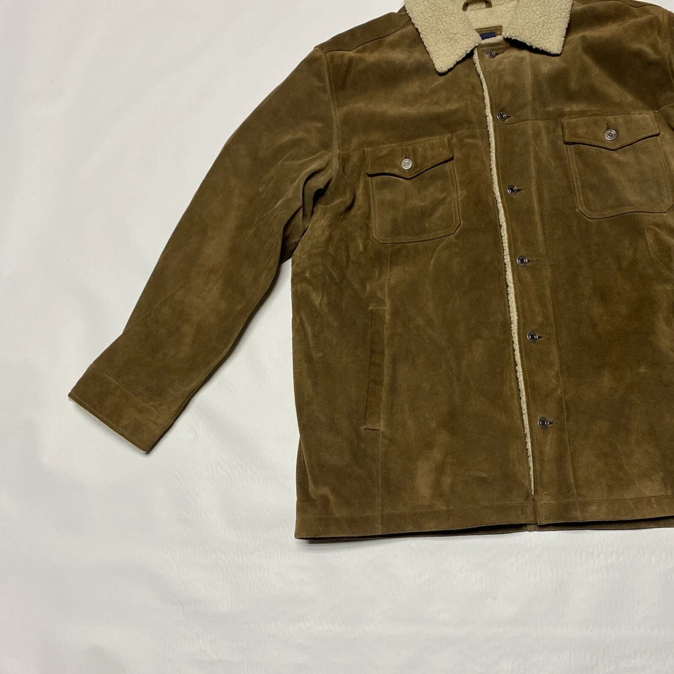 VTG Gap Suede Shirt Jacket Mens XL Shearling Lined Brown Shacket Yellowstone - Image 4 of 4