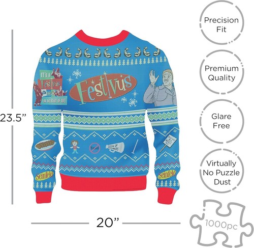 Seinfeld Festivus 1000 Piece Puzzle – Ugly Sweater Shaped – New Sealed - Picture 3 of 5