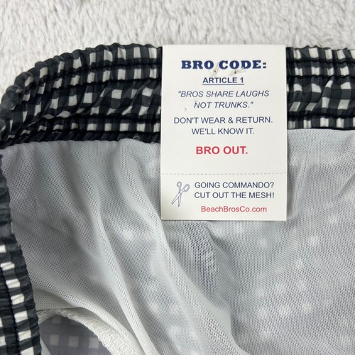 Beach Bros Swim Trunks Men’s XXL Shorts Black White Gingham 8" Inseam Lining - Picture 5 of 9