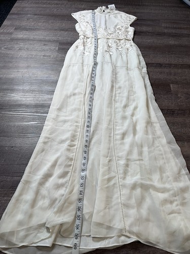 Hope and Ivy Damen langes festliches Kleid Größe 10 weiß ärmellos Schlüsselloch hinten O5 - Bild 8 von 9