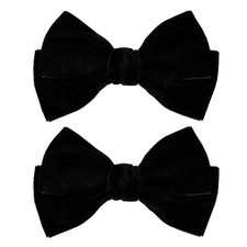 2 pcs Velvet Hair Bows Black Ribbon Alligator Clip Barrettes 4" Big Fall Bowk...